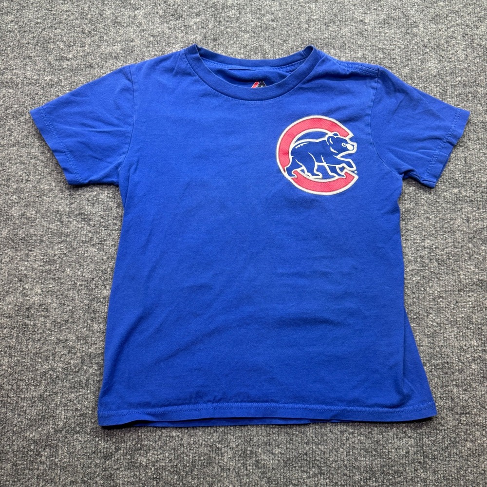 Chicago Cubs Anthony Rizzo #44 T-Shirt Kids S Blue Majestic Sports‎ Fan Gear MLB